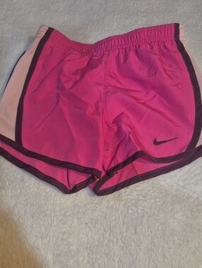 Nike Kids Hot Pink Athletic Shorts with Dark Plum Trim Sz. 6/ M